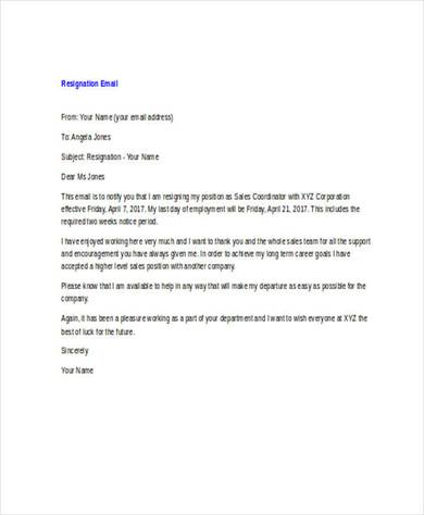 17+ Resignation Email Examples, Samples