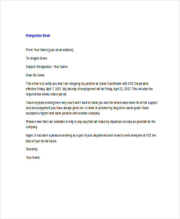 14-resignation-email-template-free-word-excel-pdf-formats