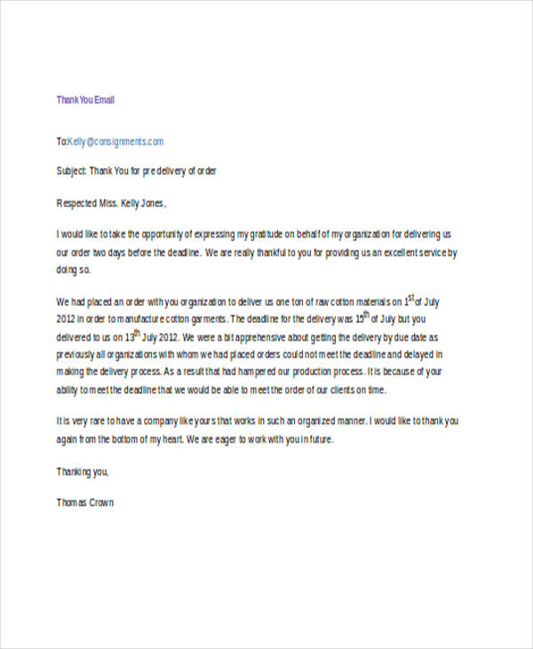 professional business thank you email template