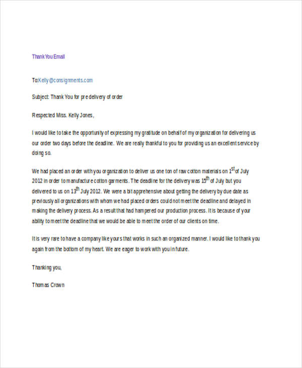 opportunity letter job thank you Examples You  Thank  Examples Samples Email 18  &