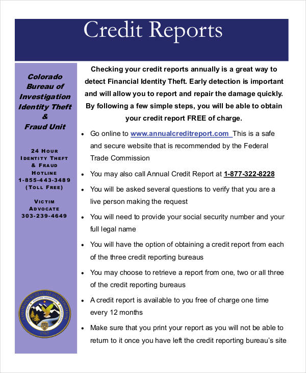 Free 17+ Credit Report Examples & Samples in PDF | Google Docs | Pages