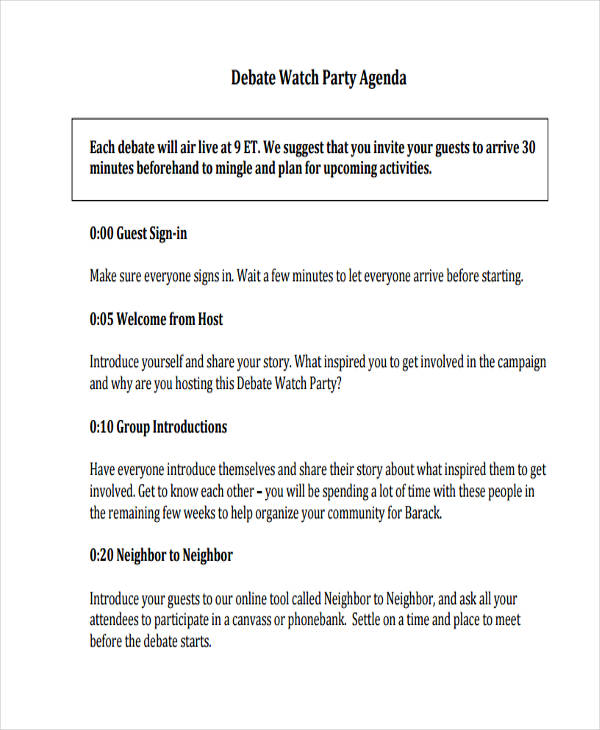 Party Agenda - 17+ Examples, Format, Pdf | Examples