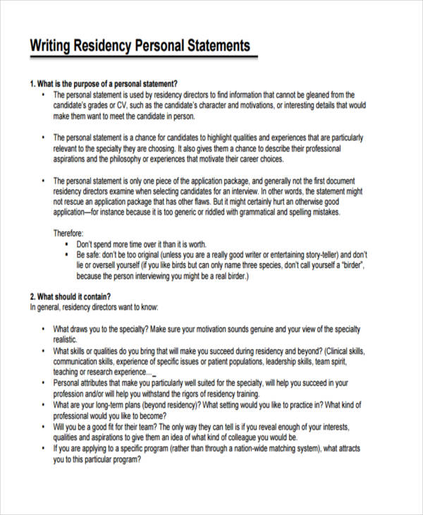 Personal Statement - 100+ Examples, Format, Pdf