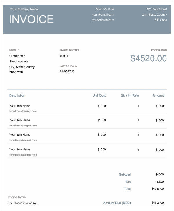 Freelance Invoice Templates 10  Free Word Excel PDF Samples