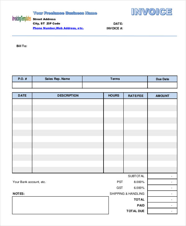 10 blank invoice templates word excel pdf templates