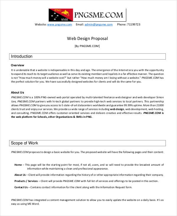 freelance web design proposal