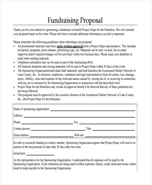 Fundraising Proposal Examples 9 In MS Word PDF Pages Google 