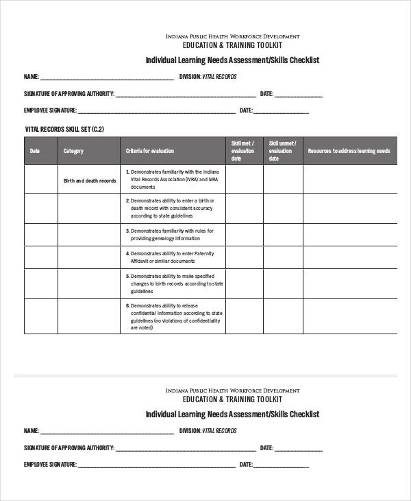 individual learning assessment