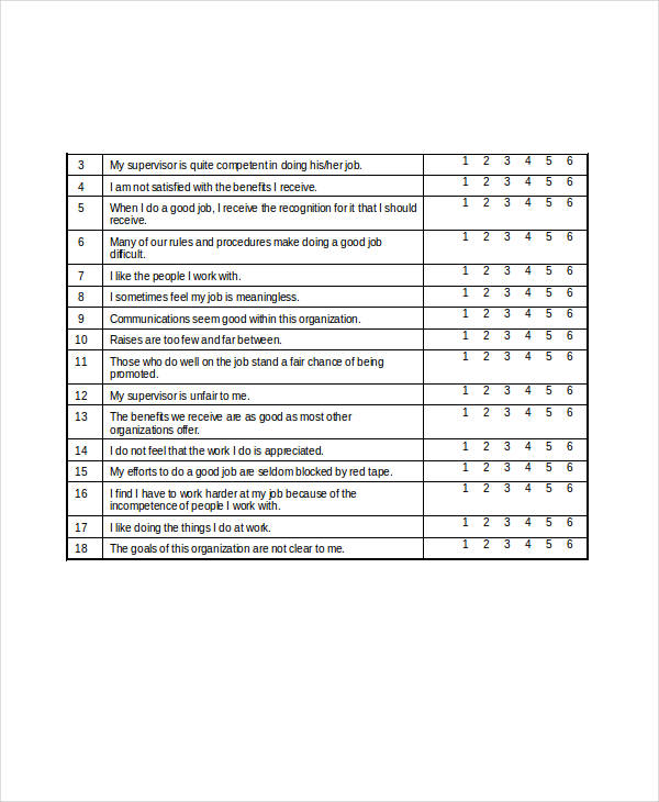 job satisfaction questionnaire thesis