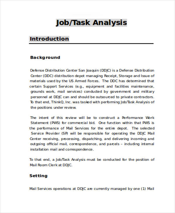 job task analysis