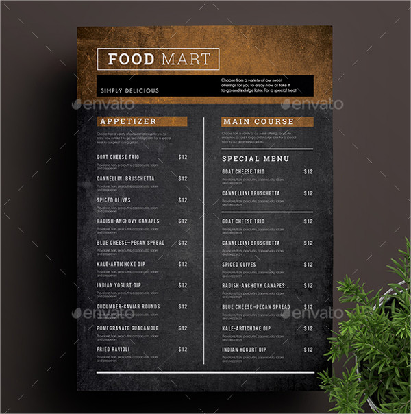 kitchen menu chalkboard