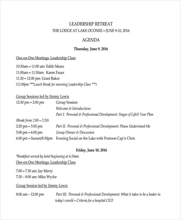 Team Retreat Agenda Template