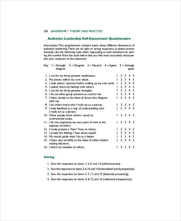 Leadership Self Assessment Questionnaire