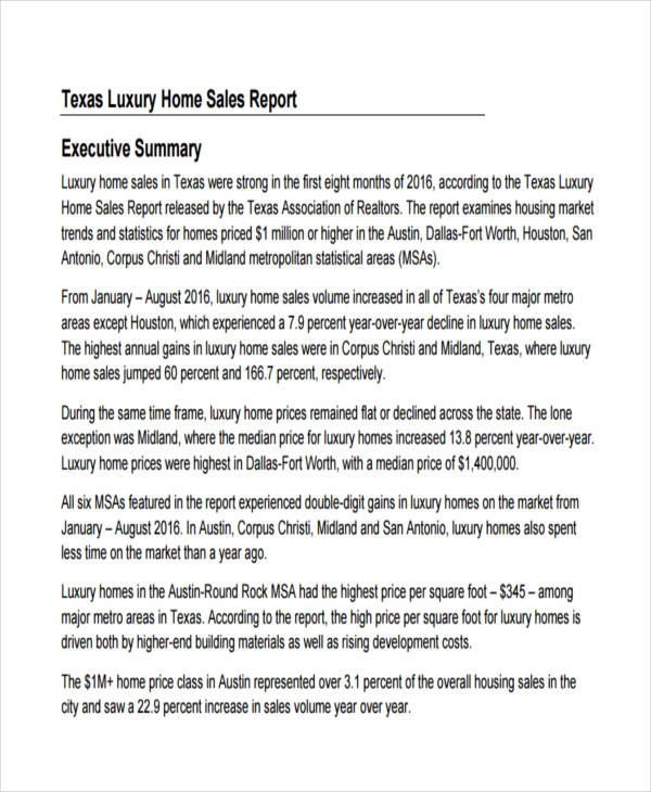 Luxury Home Sales Report