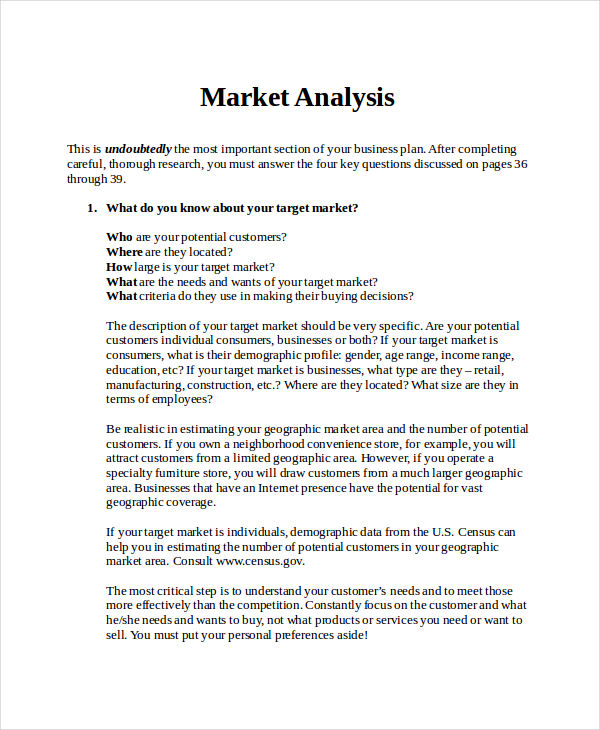 example of market analysis of a business plan