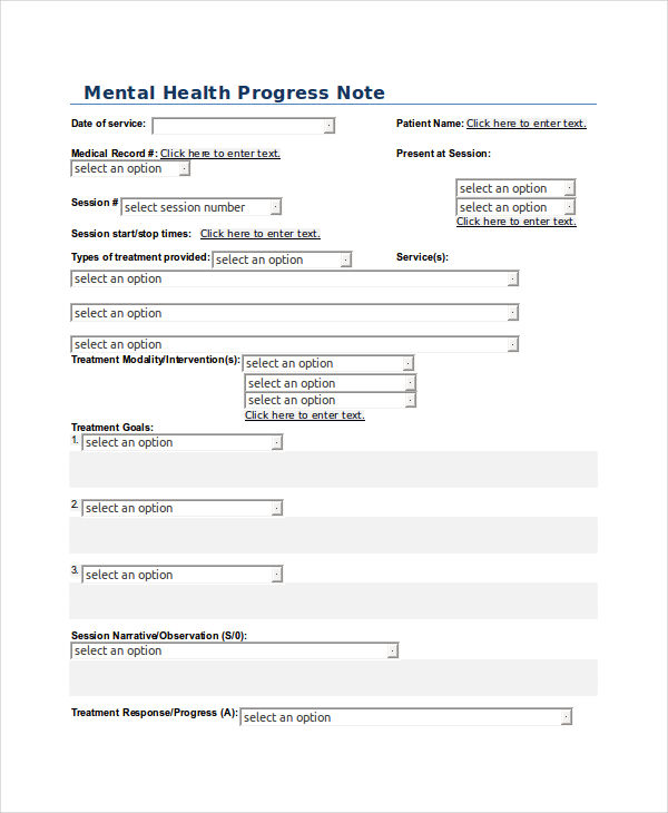 Mental Health Progress Note Template 1432