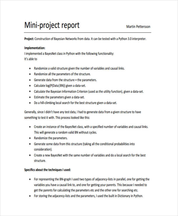 how to write project report for class 10