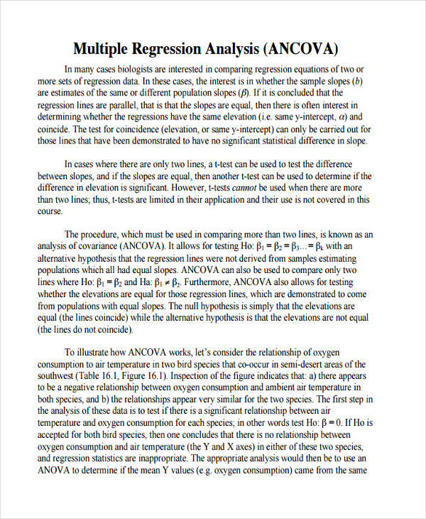 regression analysis in research proposal