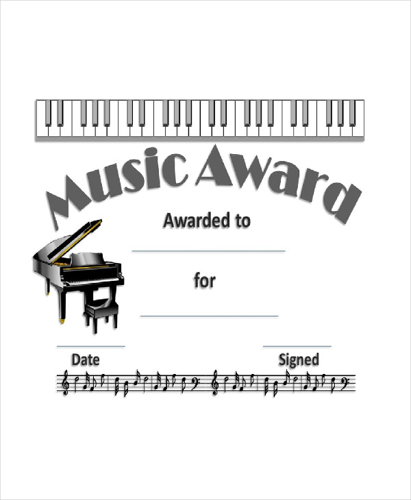 Music Award Certificate