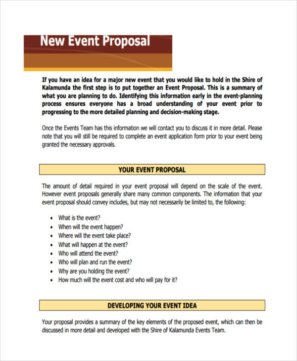 New Event Proposal Sample