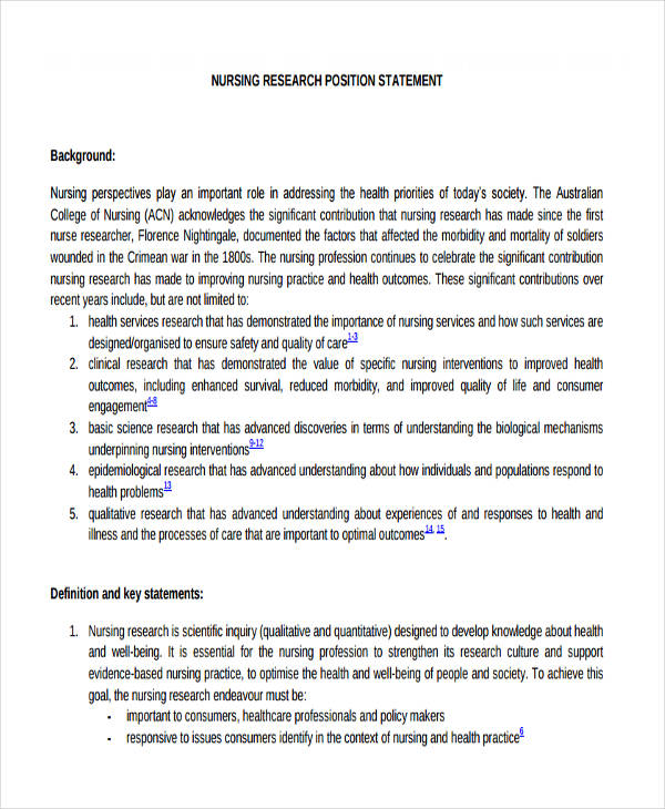 nursing research position statement