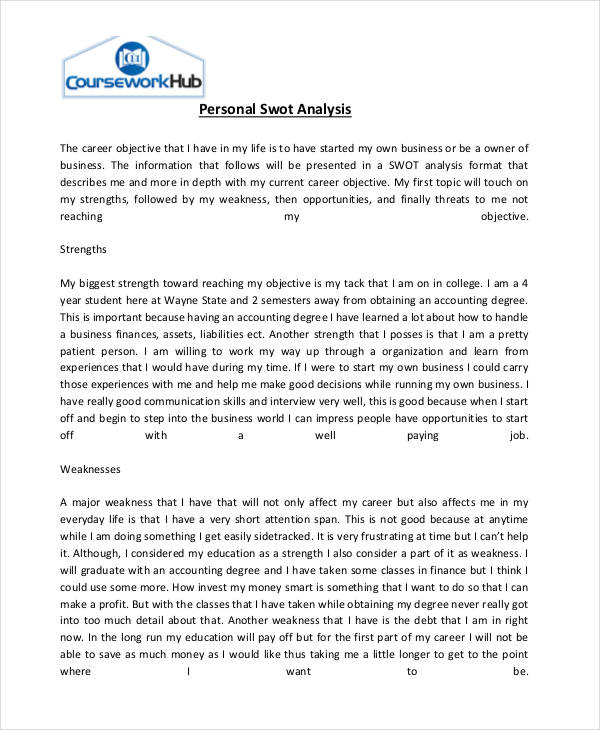 personal swot analysis essay pdf