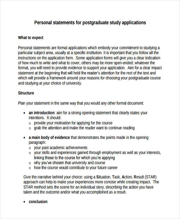 personal statement for postgraduate courses