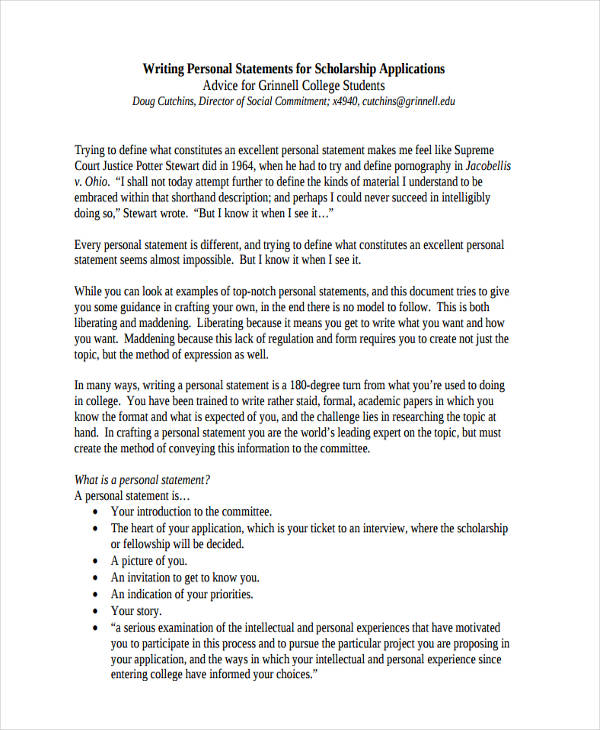 Personal statement essay for scholarships