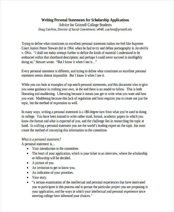 how to make a personal statement for scholarships