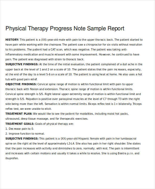 Physical Therapy Note Example