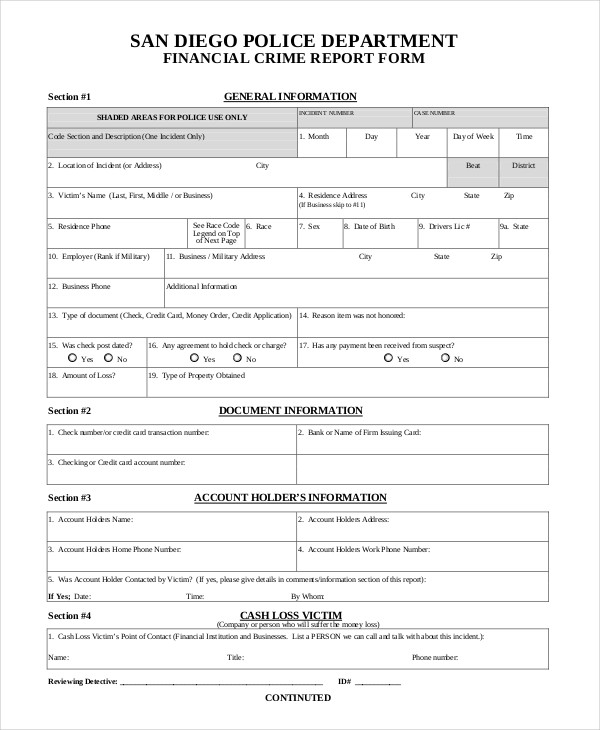 Police Crime Report Example