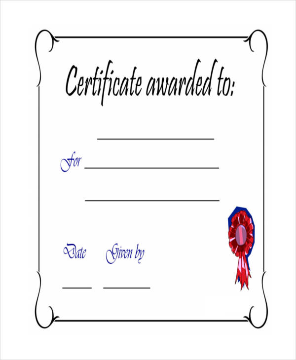 printable blank award certificate