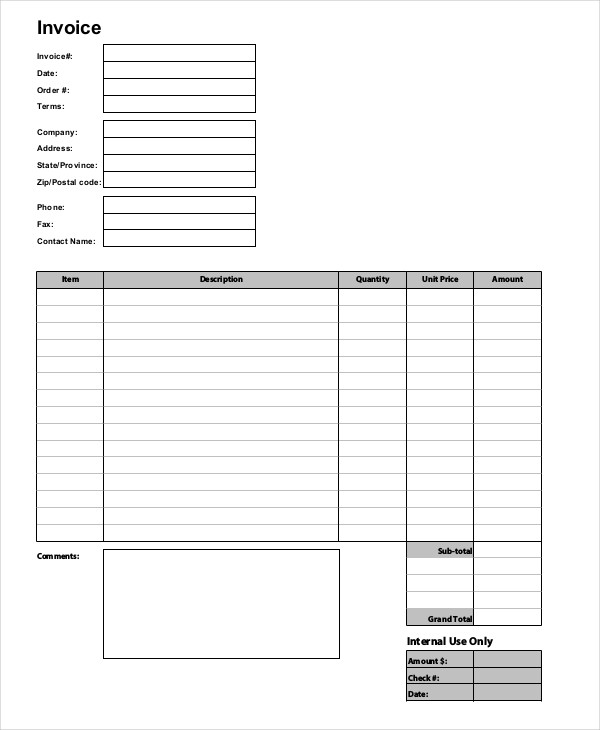 Blank Invoice - Examples