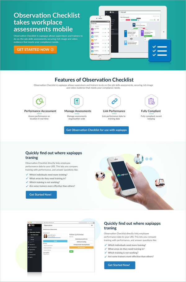product landing page design