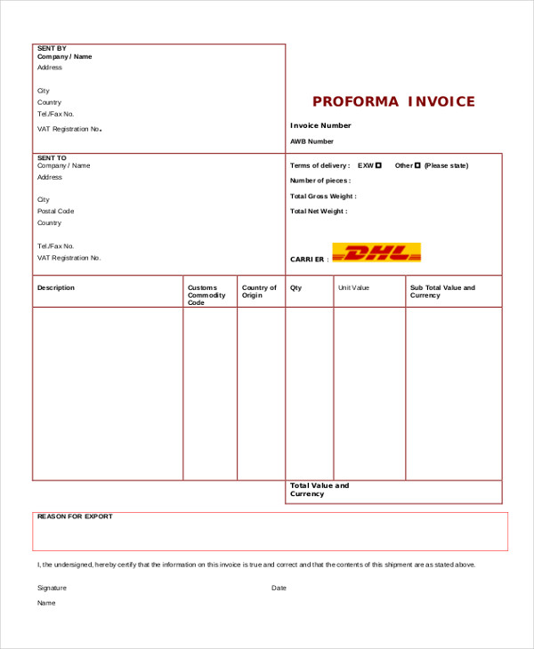 Blank Invoice Examples