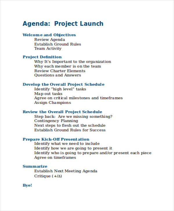 Project Launch Agenda