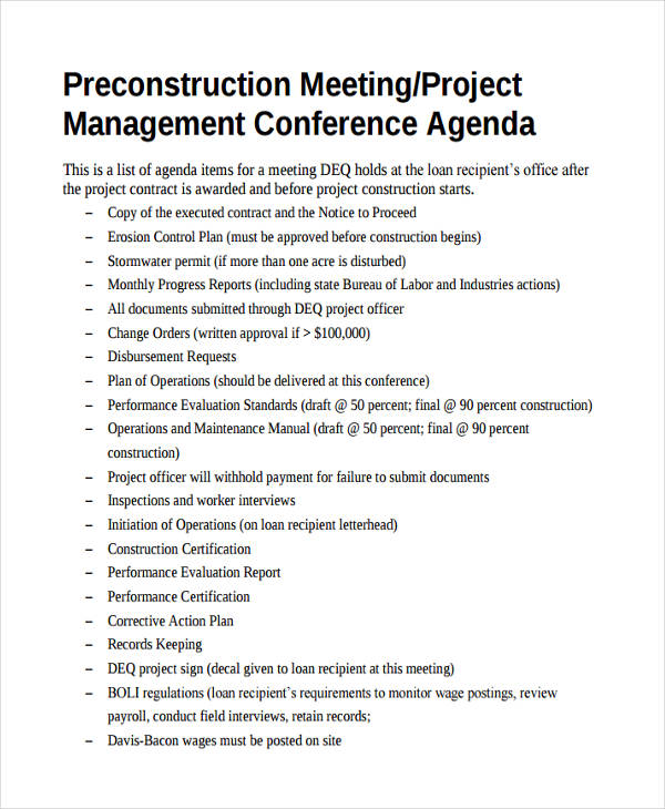 management meeting agenda template
