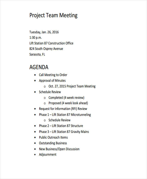 Project Team Agenda1