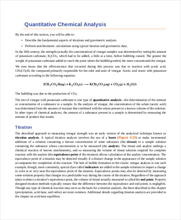 quantitative chemical sample