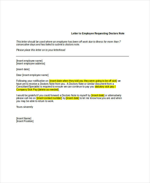 Self Certificate Sick Note Template