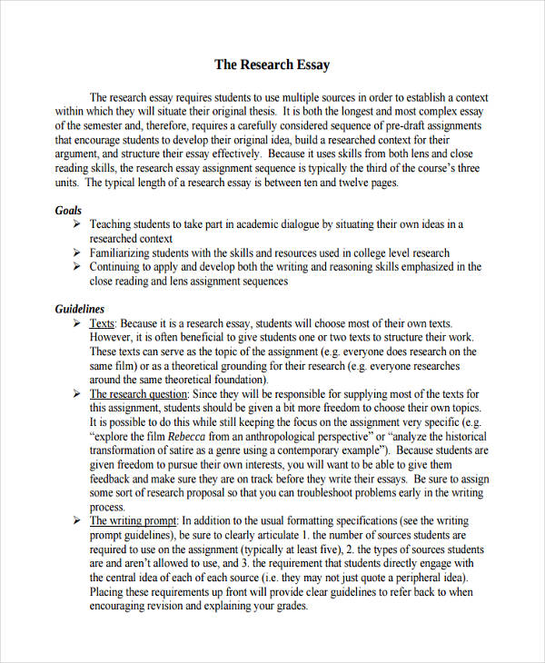 research proposal essay example