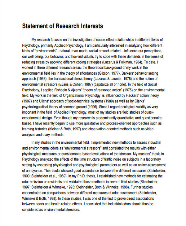 how to write about research interest