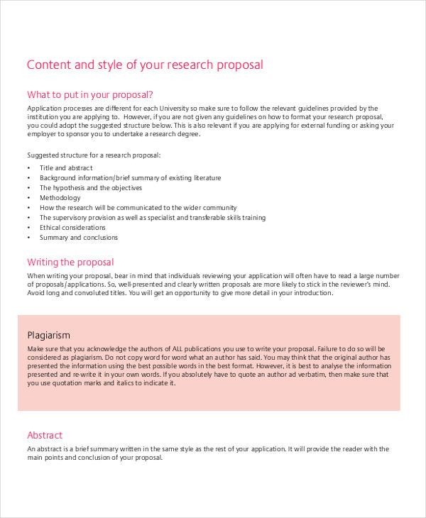 contents of research proposal in research methodology