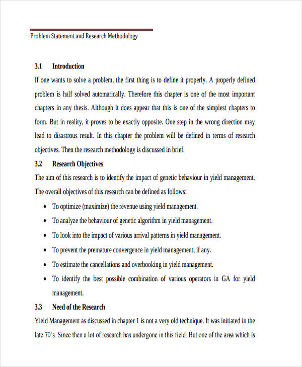 research methodology problem statement