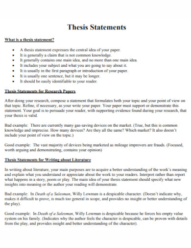 100+ Thesis Statement Examples | Word, PDF | Examples