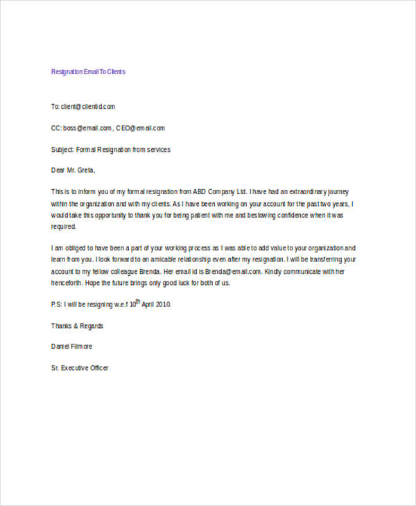 letter-to-customers-announcing-resignation-sample-resignation-letter