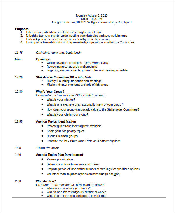 Agenda in PDF - 26+ Examples, Format, Sample | Examples