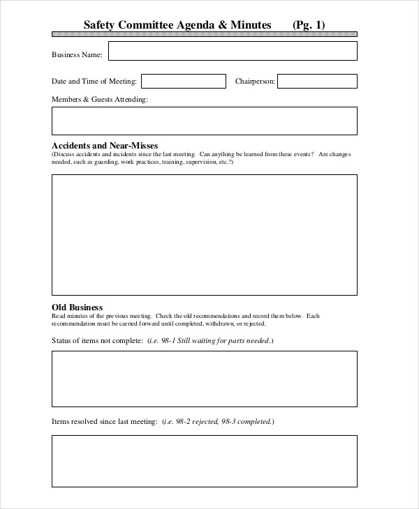6 Safety Agenda Examples To Download