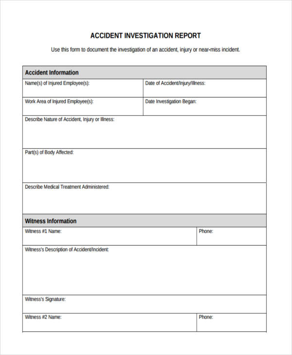 sample accident investigation report