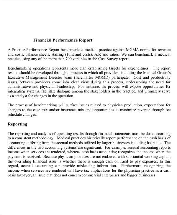 Sample Financial Performance Report